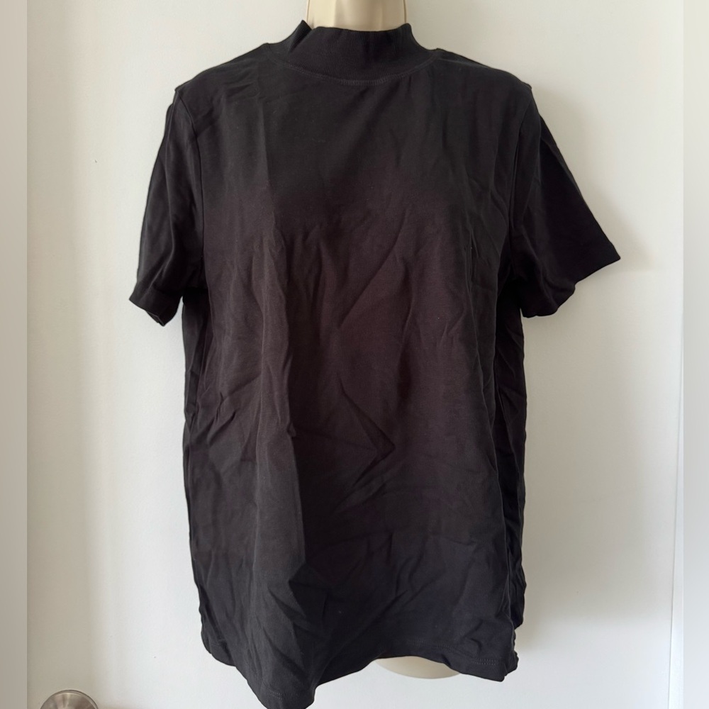 Zara Black Short Sleeve Tee with Mock Neck